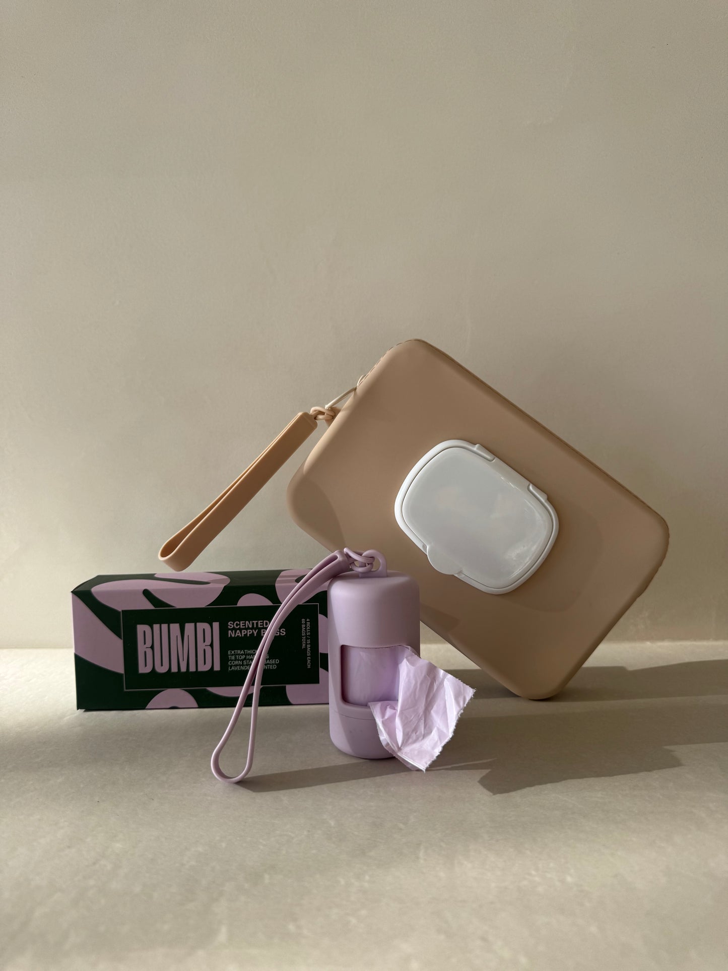 Wipes Pouch and Dispenser Bundle Sand + Lilac