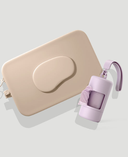 Wipes Pouch and Dispenser Bundle Sand + Lilac